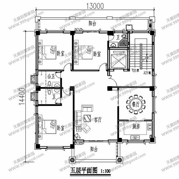 带车库的五层半别墅,一层一户。图纸手绘-今编号办公楼图纸图片