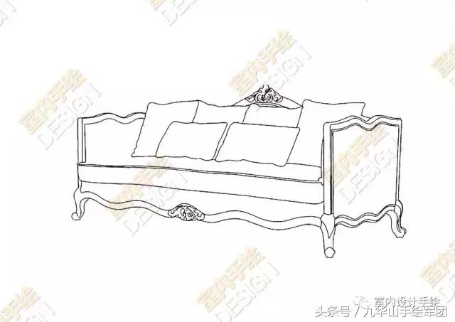 单体家具手绘线稿图
