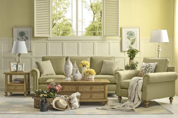 淡蓝色客厅 黑白家具