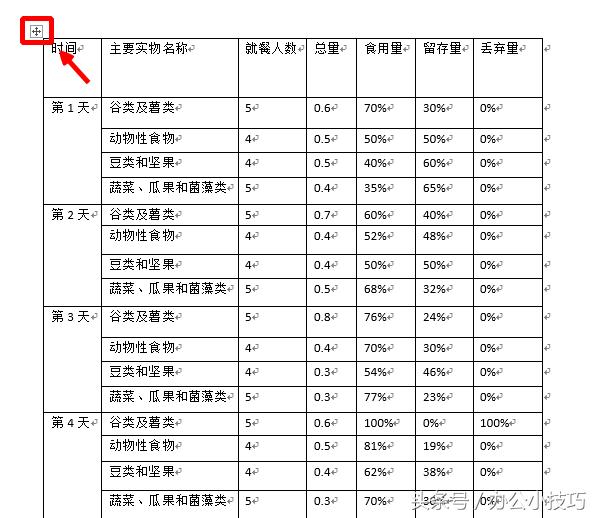 word怎么选中一个表格