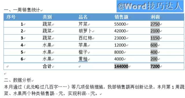 word引用表格数据
