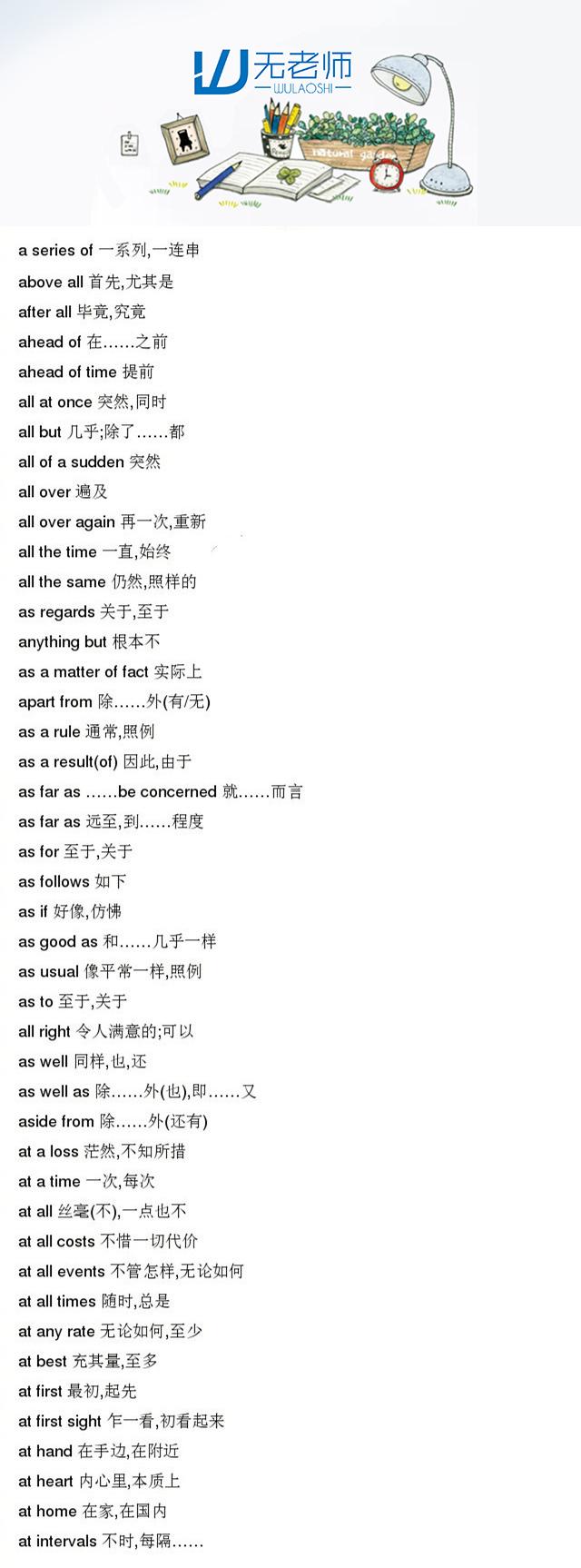 英语高频短语汇总,囊括了差不多整个大学常 -