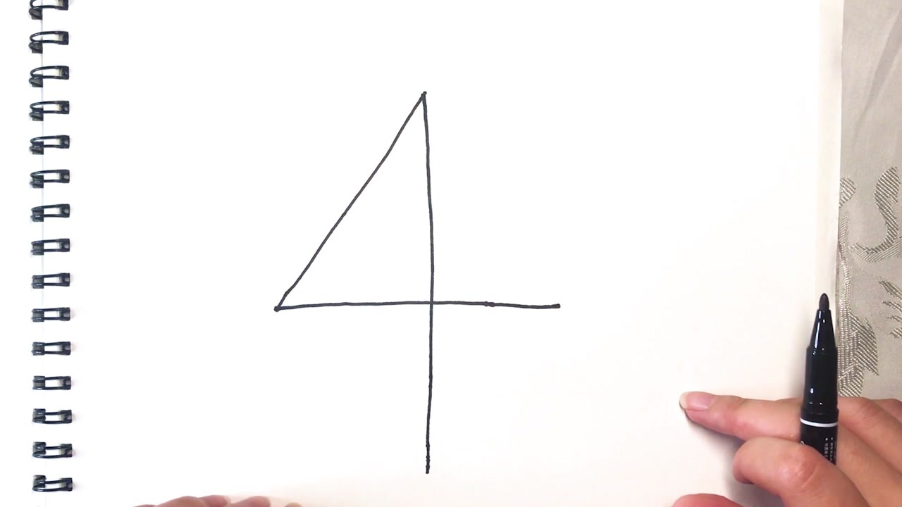 亲子儿童简笔画巧妙用数字4画圣诞树让孩子爱上画画