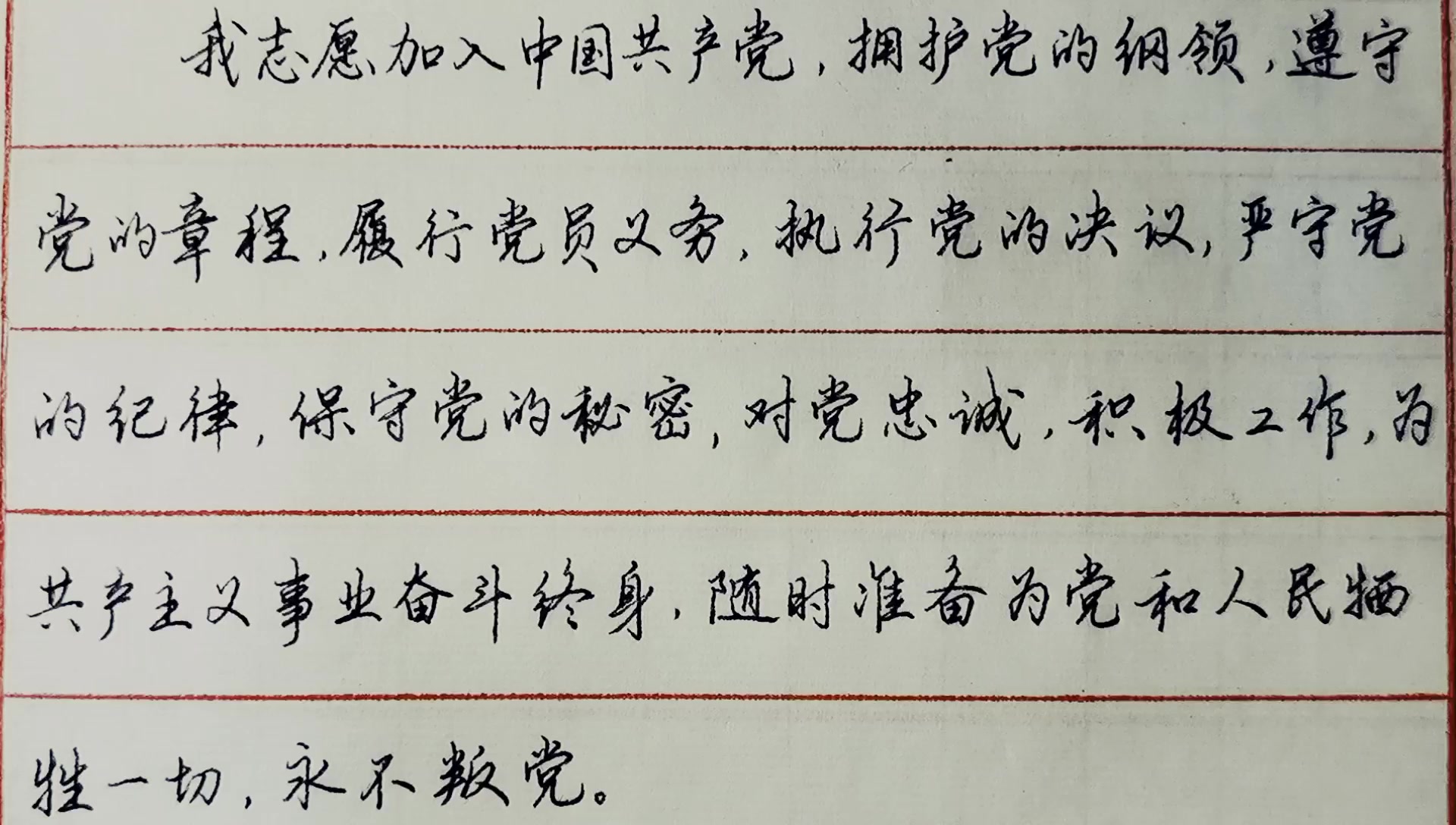 钢笔手写入党誓词作为党员须时时不忘初心牢记使命