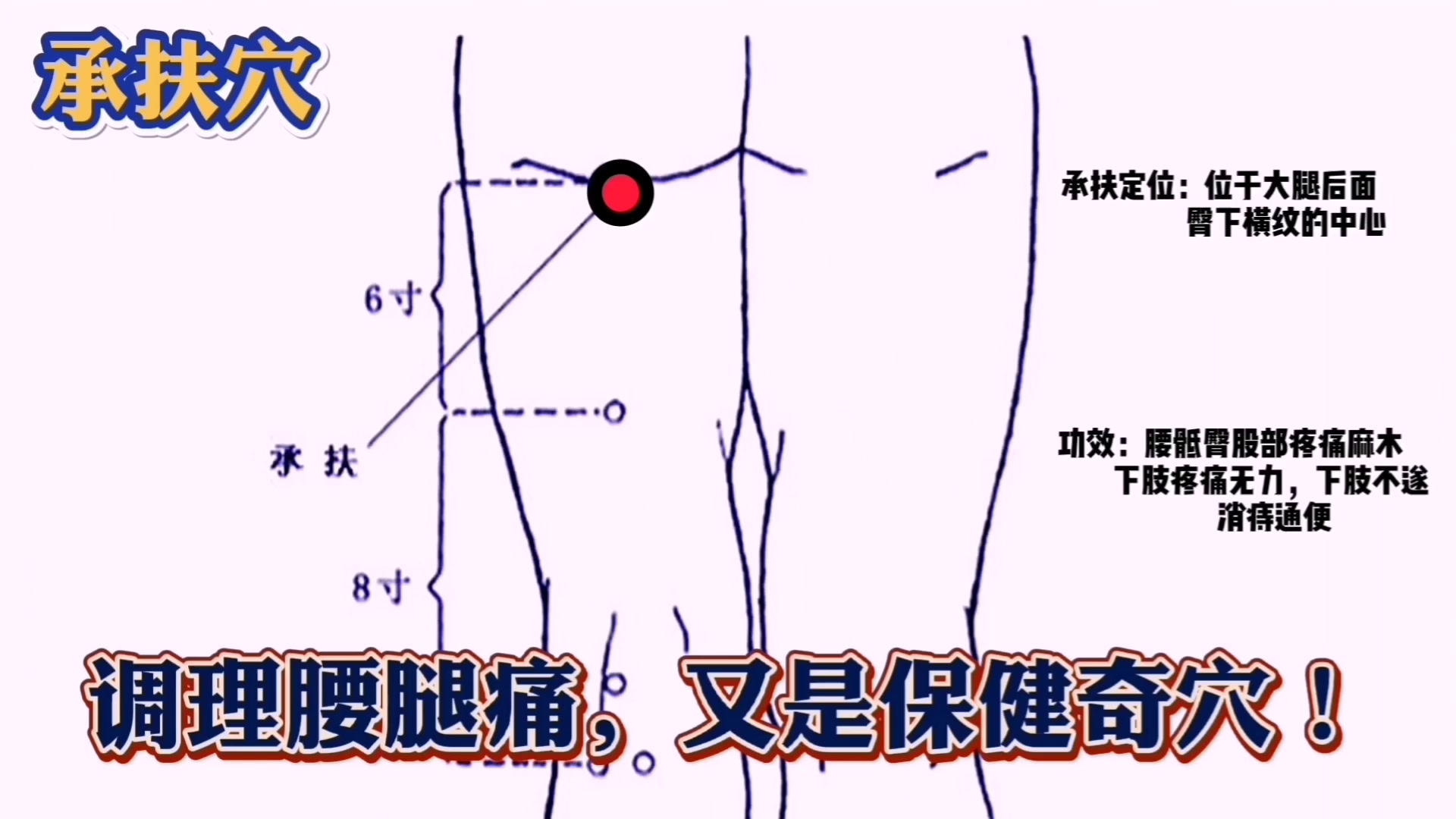 承扶穴调理腰骶臀股部疼痛消痔通便改善臀部松弛下垂